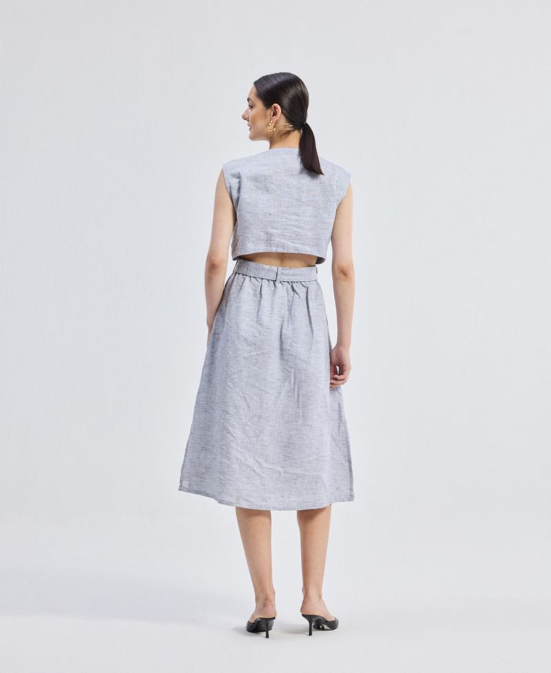 Women's Back Cut Out Linen Dress