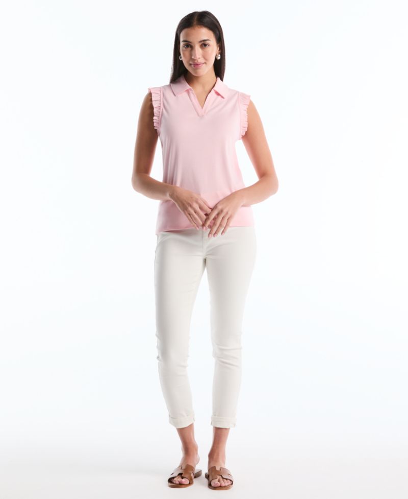 Petite Ruffle Sleeveless Polo Shirt