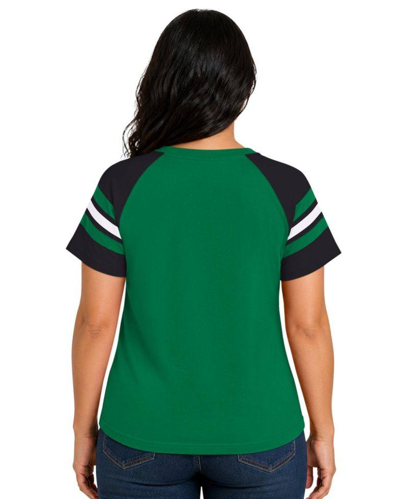 Plus Size Philadelphia Eagles Throwback Game On Notch Neck Raglan T-Shirt