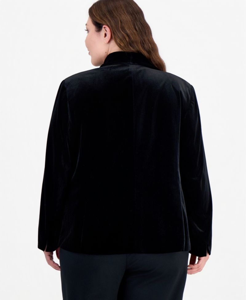 Plus Size Velvet Shawl Collar Blazer