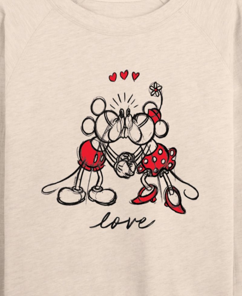 Women's Mickey Minnie Love Sketch French Terry Long-Sleeve T-Shirt