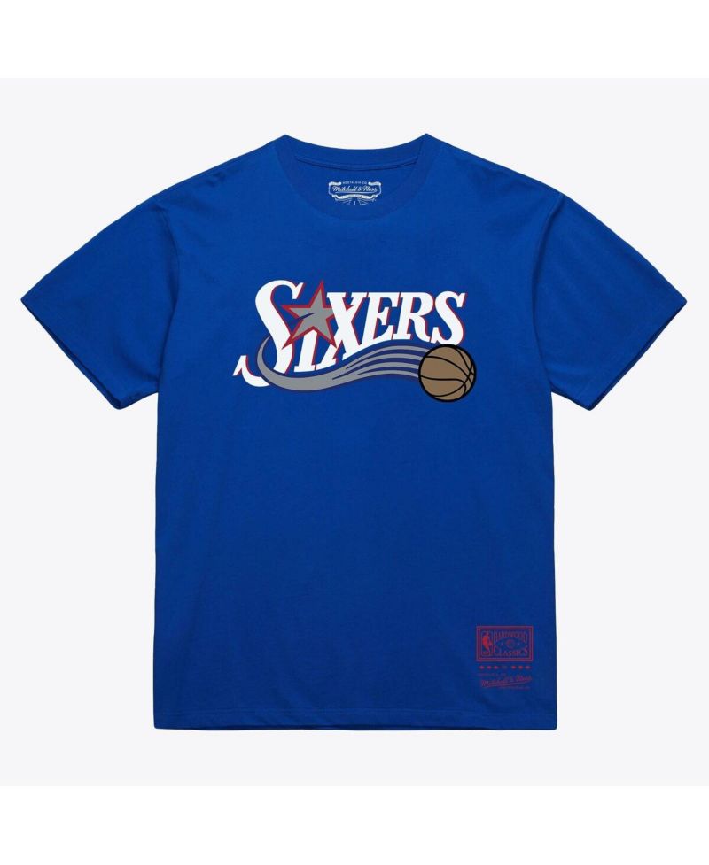 Men's and Women's Royal Philadelphia 76ers Hardwood Classics Arch T-Shirt