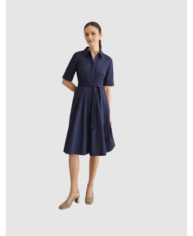 Women's Brigitta Pleated Tie-Belt Shirt Dress