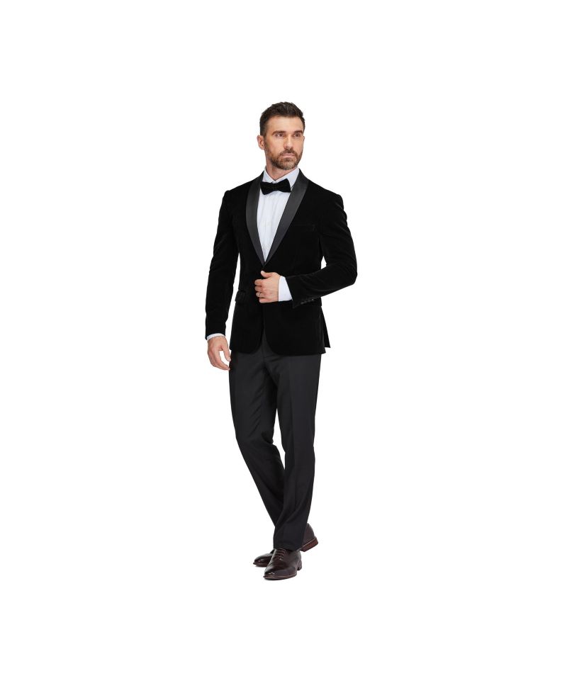 Men's Slim-Fit Velvet Shawl Lapel Tuxedo Set