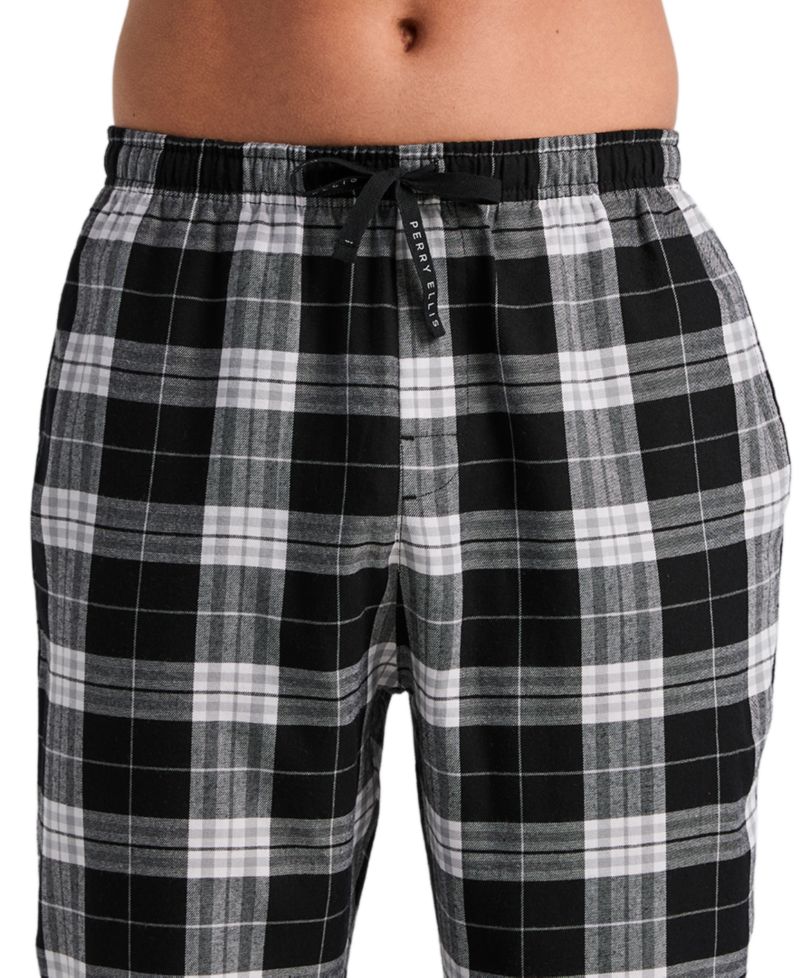 Men's Flannel Plaid Drawstring-Waist Sleep Pants