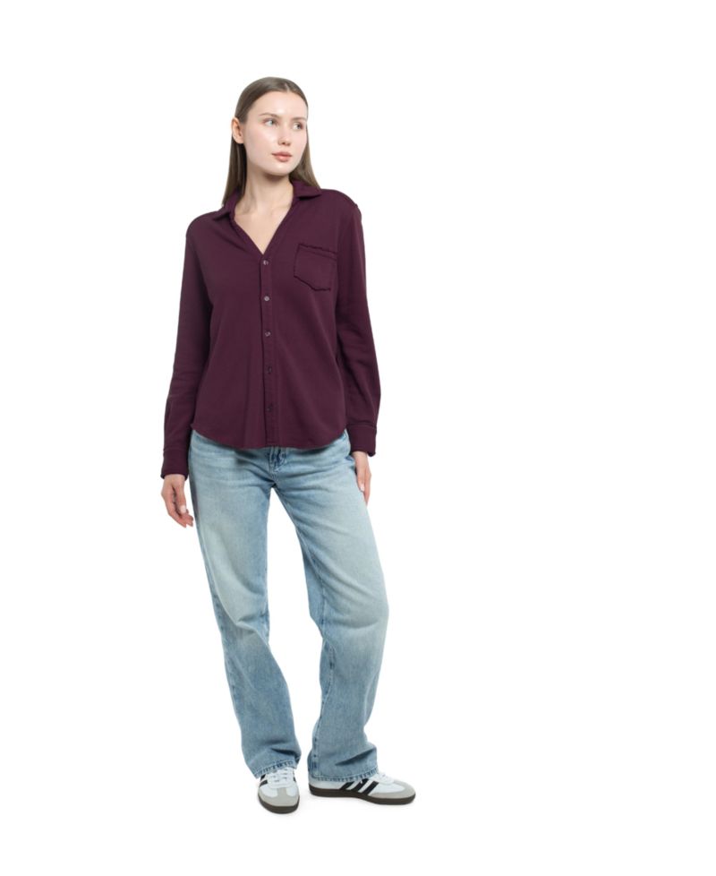Women's Clothing Button Front Sweatshirt