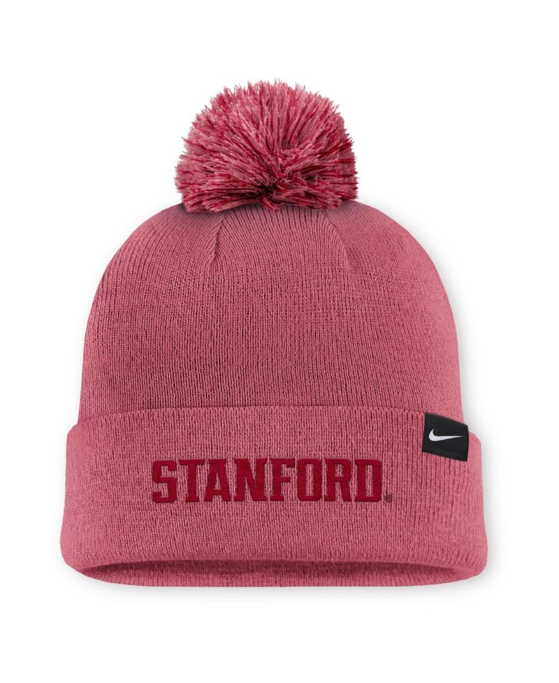 Men's Pink Stanford Cardinal Primetime Peak Campus Cuffed Knit Hat with Pom