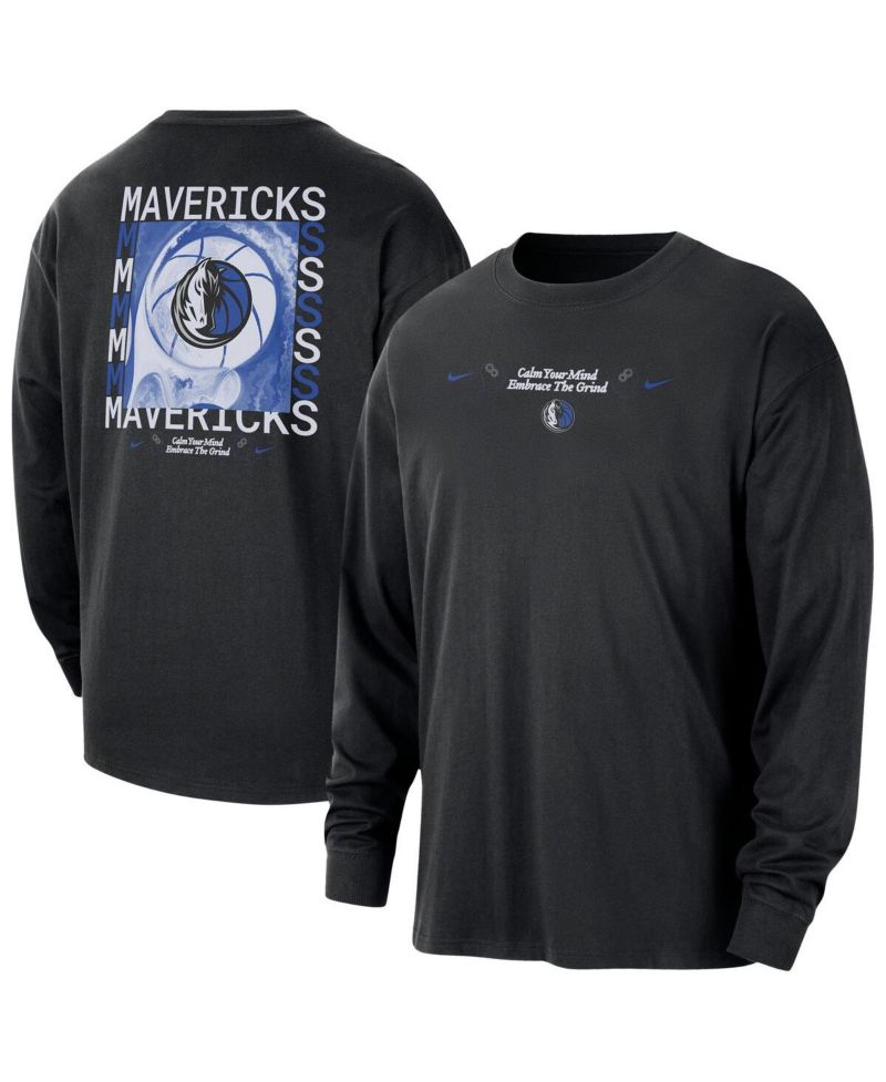 Men's Black Dallas Mavericks Courtside Oversized Long Sleeve T-Shirt