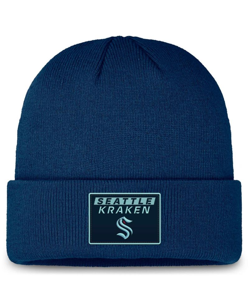 Men's Deep Sea Blue Seattle Kraken Authentic Pro Cuffed Knit Hat