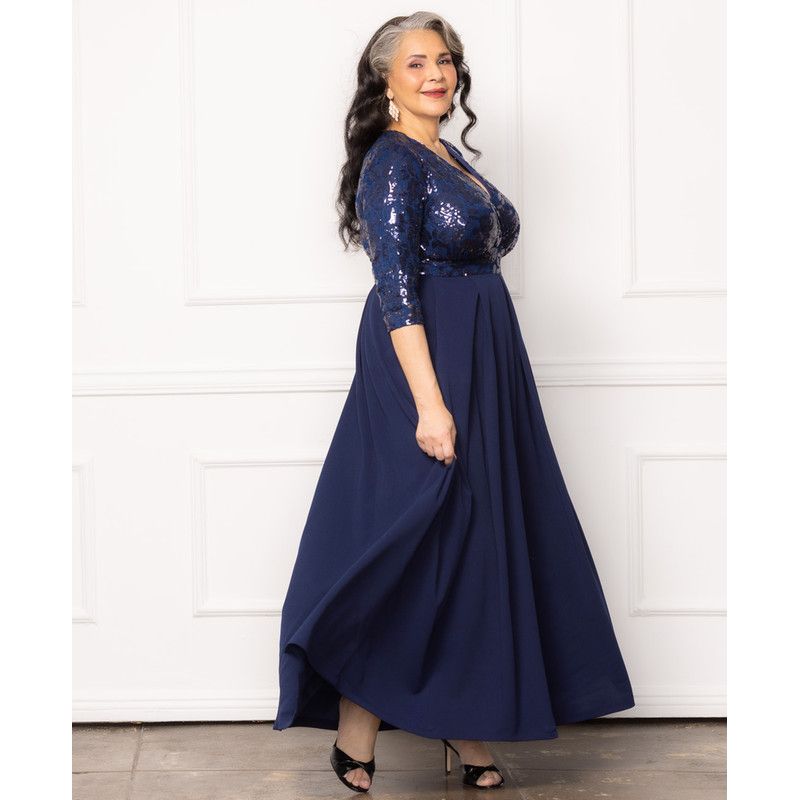 Women's Plus Size Paris Pleated Sequin Gown