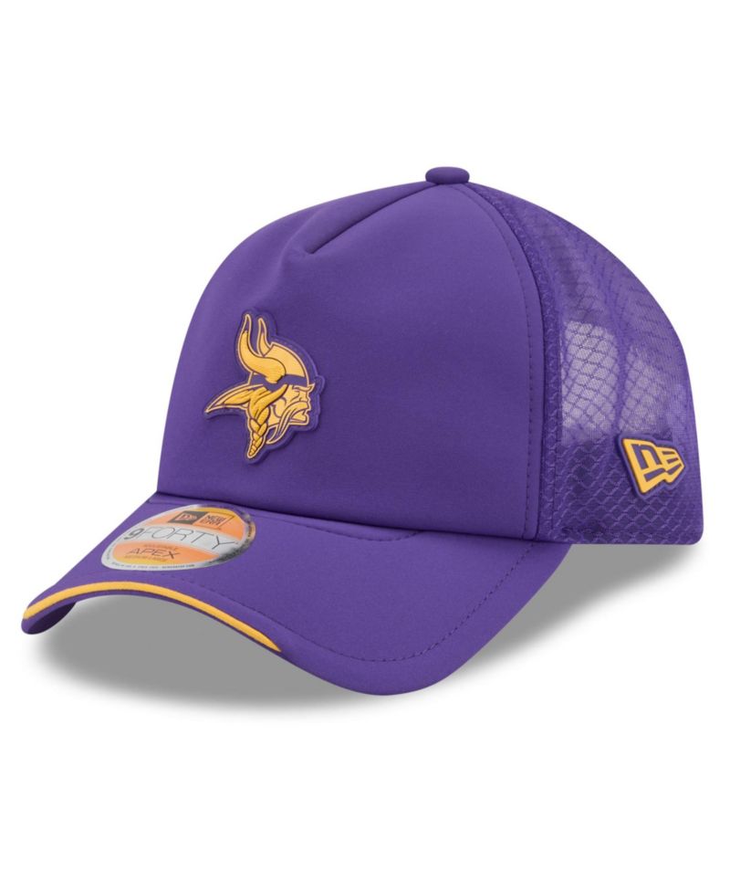 Men's Purple Minnesota Vikings 2026 Sideline Apex 9FORTY Adjustable Trucker Hat