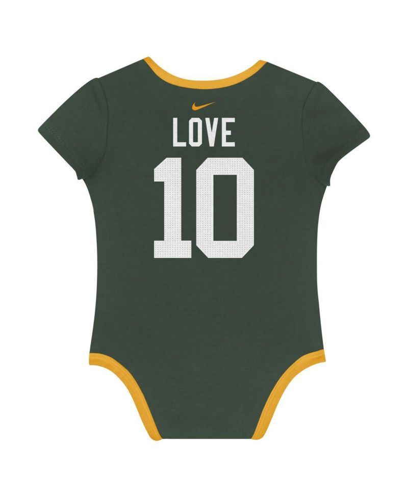 Baby Boys and Girls 3-Pack Jordan Love Green Bay Packers Name & Number Bodysuit Set