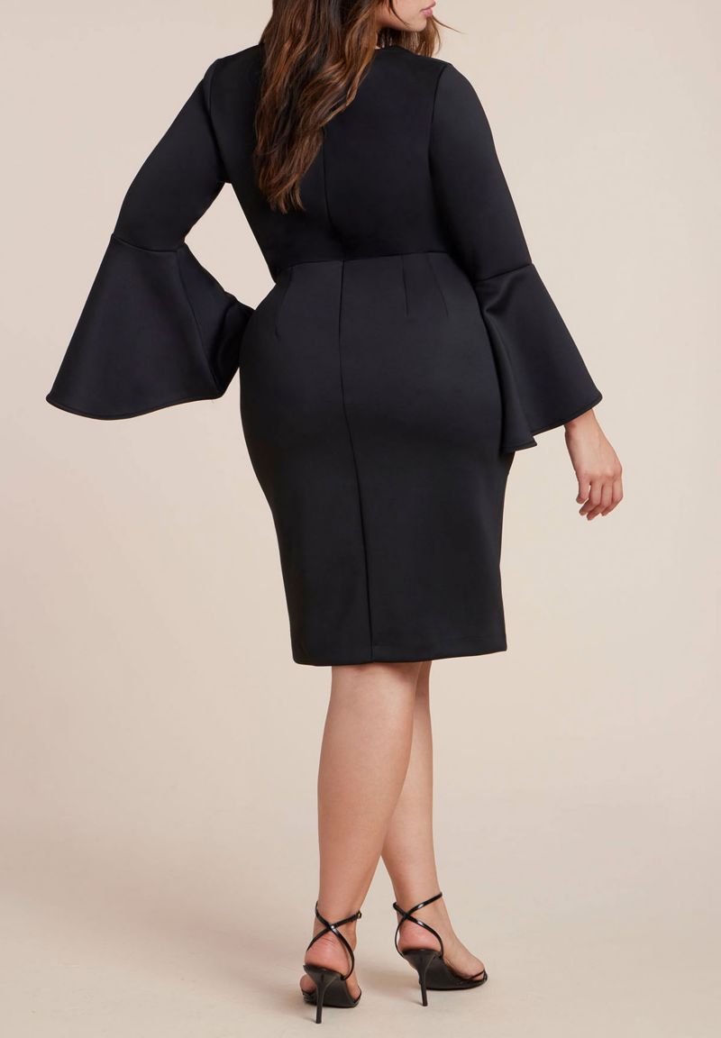 Women's Flare Sleeve Scuba Dress