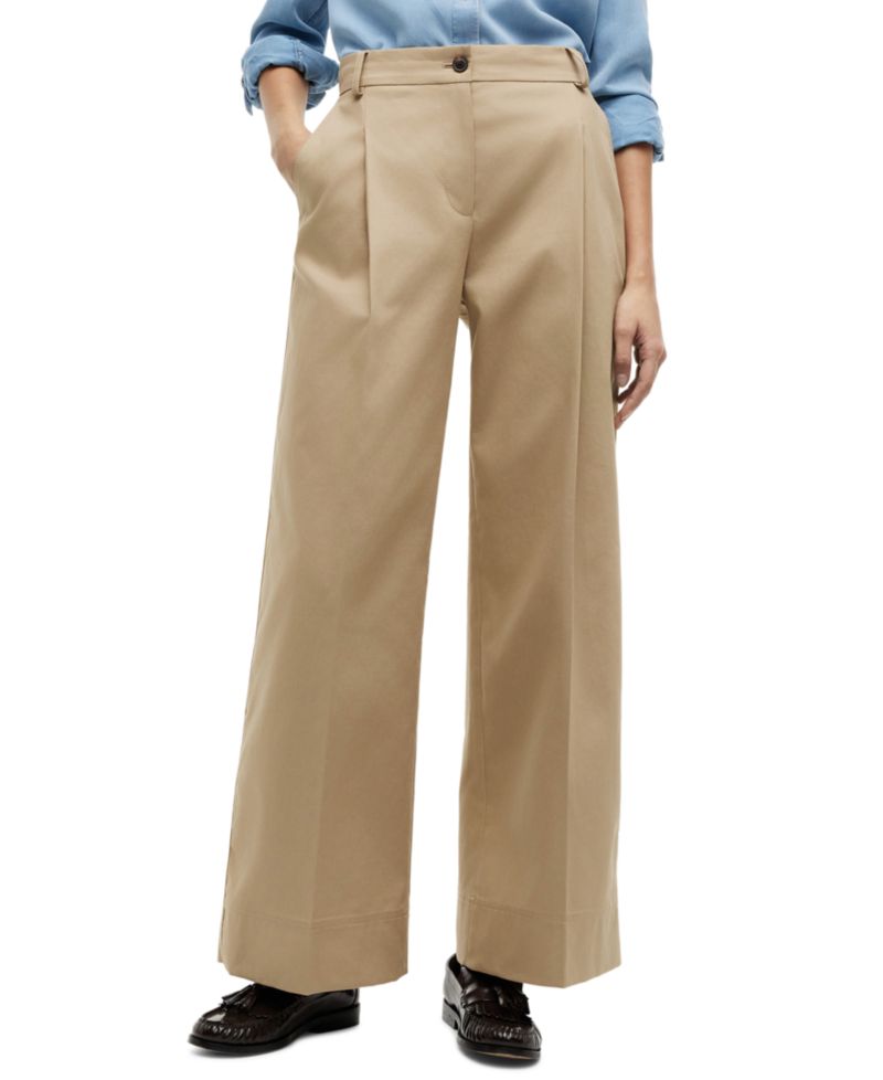 Women's Cotton Wide-Leg Chino Pants