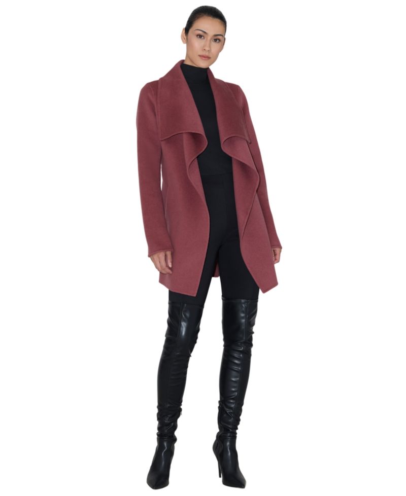 Women's Bridgette-Z Wool-Blend Cascade Collar Tie-Belt Coat