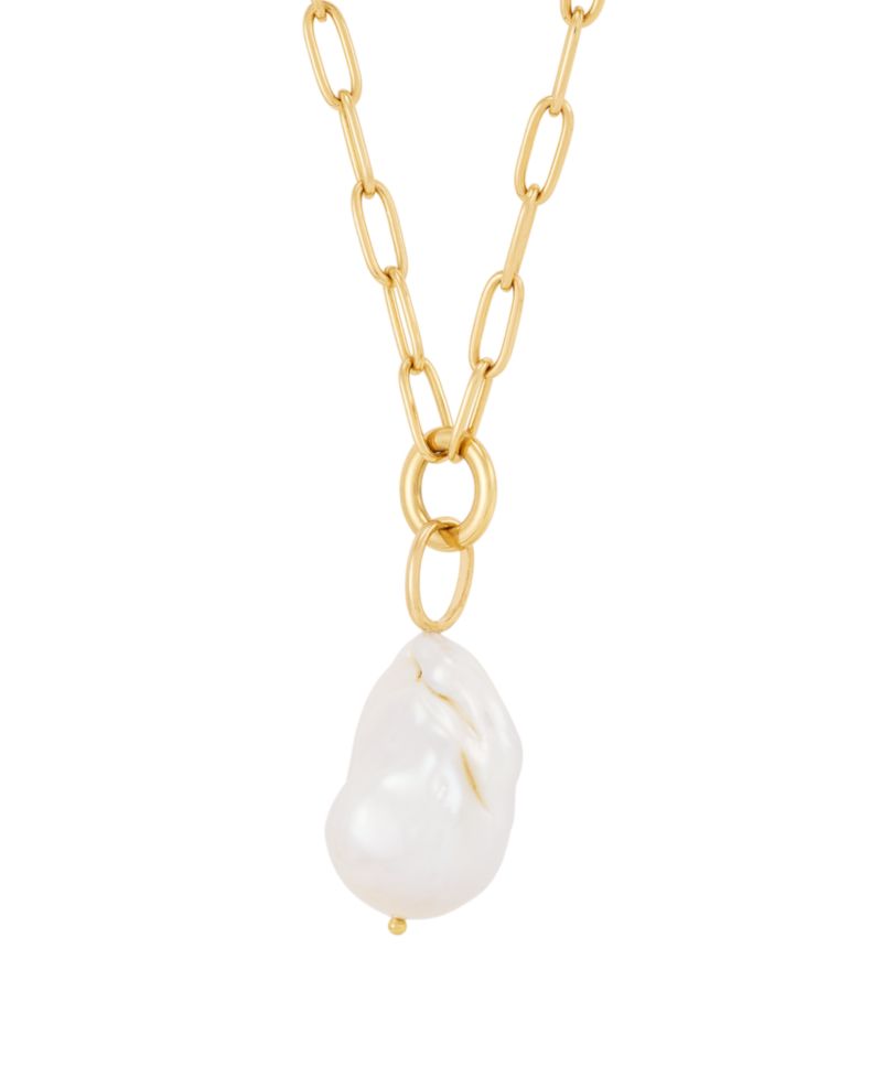 Baroque Cultured Freshwater Pearl (13-14mm) Pendant Necklace in 14k Yellow Gold-Plated Sterling Silver