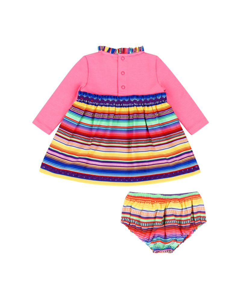 Infant Girls Long Sleeve Ruffle Trim Dress and Bloomer Set