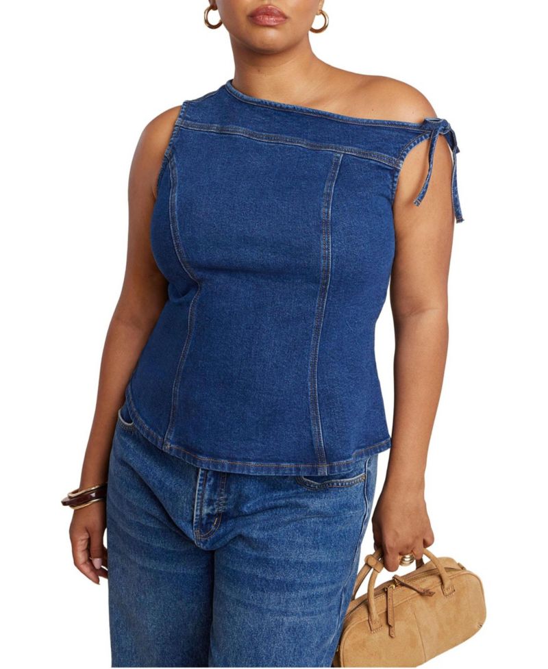 Women's Plus Size Asym Denim Top