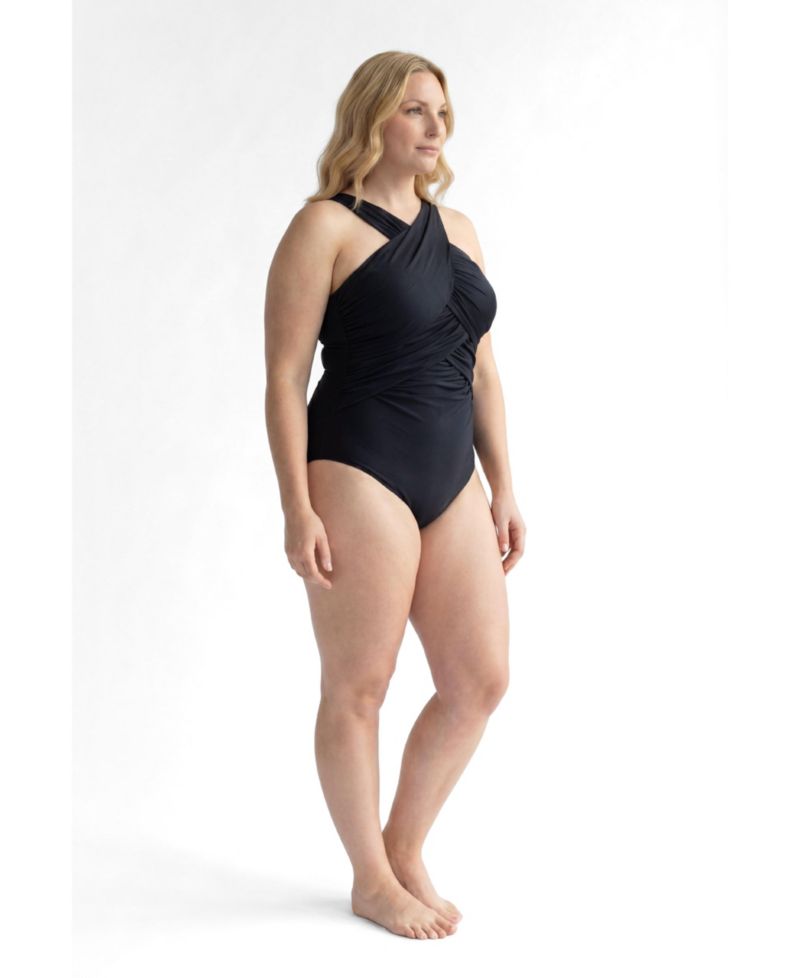 Women's High Neck Wrap One Piece Swimsuit