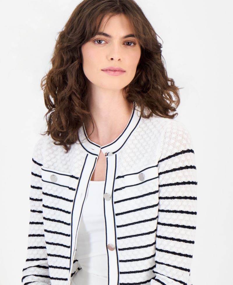 Women's Stitch Stripe Button-Front Cardigan