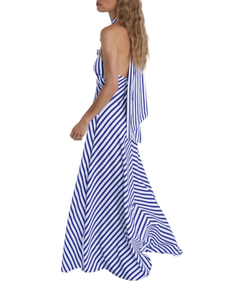 Women's Luna Striped Halterneck Ruffle Maxi Dress