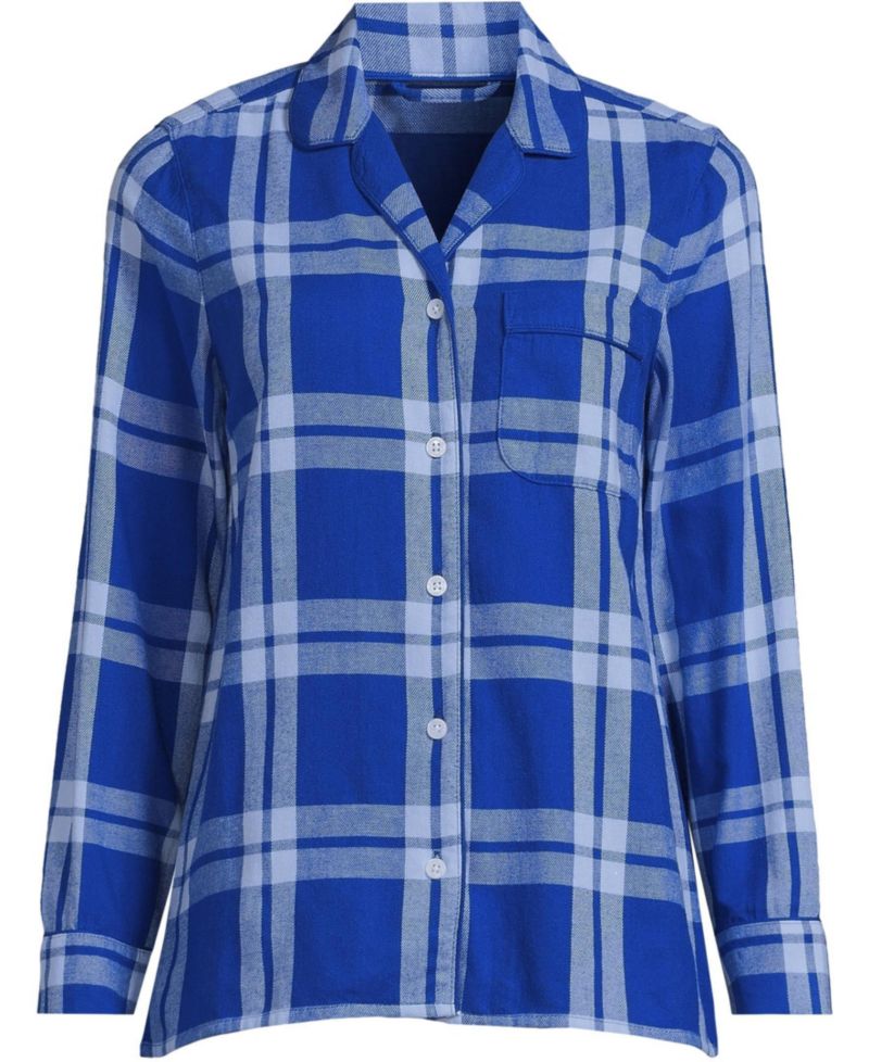 Women's Long Sleeve Print Flannel Pajama Top