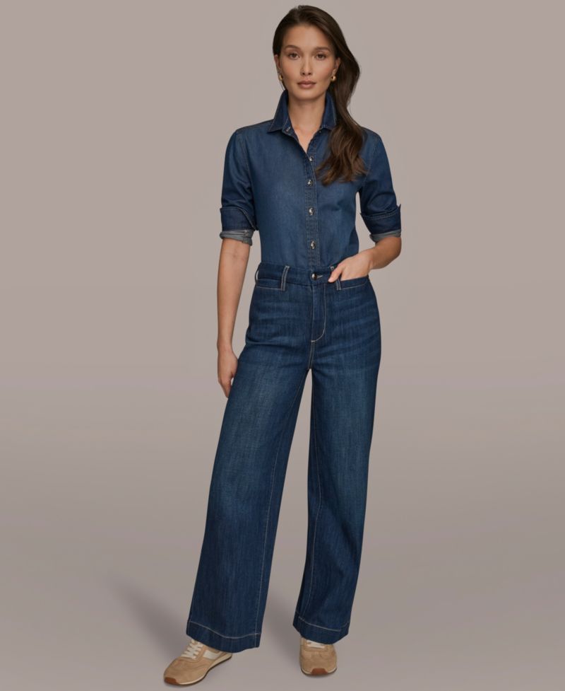 Women's High Rise Modern Luxe Denim Wide Leg Jeans