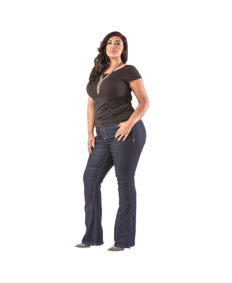 Women's Curvy Fit Stretch Denim Slim Boot Cut Jeans
