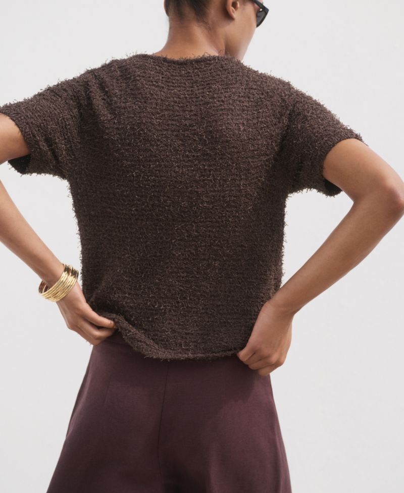 Women's Short-Sleeved Boucle Cardigan