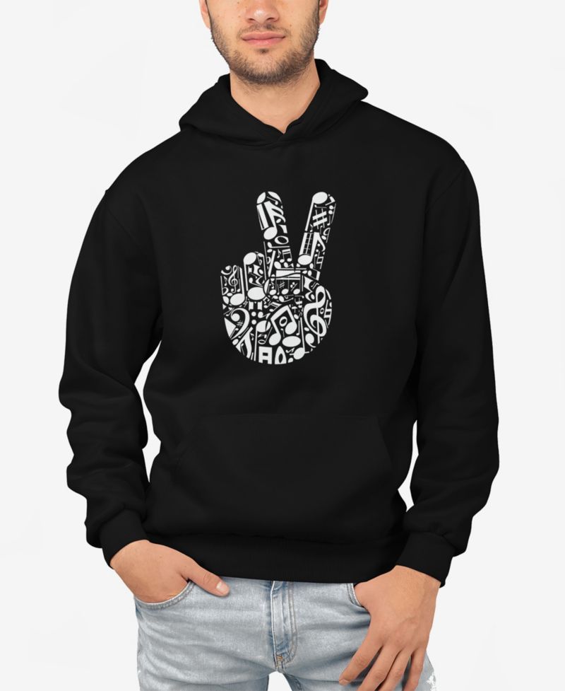 Men's Peace Finger Notes Word Art Hooded Sweatshirt