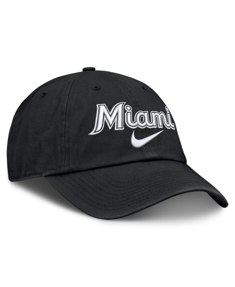 Men's Black Miami Marlins Primetime Club Adjustable Hat