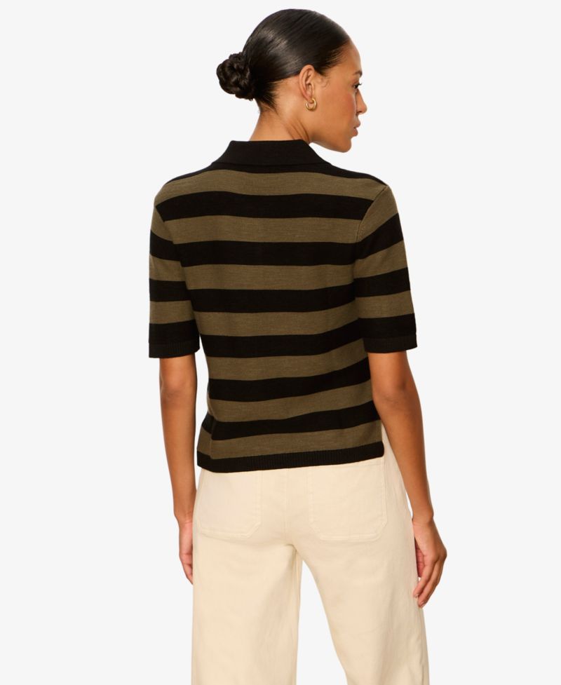 Women's For Keeps Short-Sleeve Striped Polo Sweater