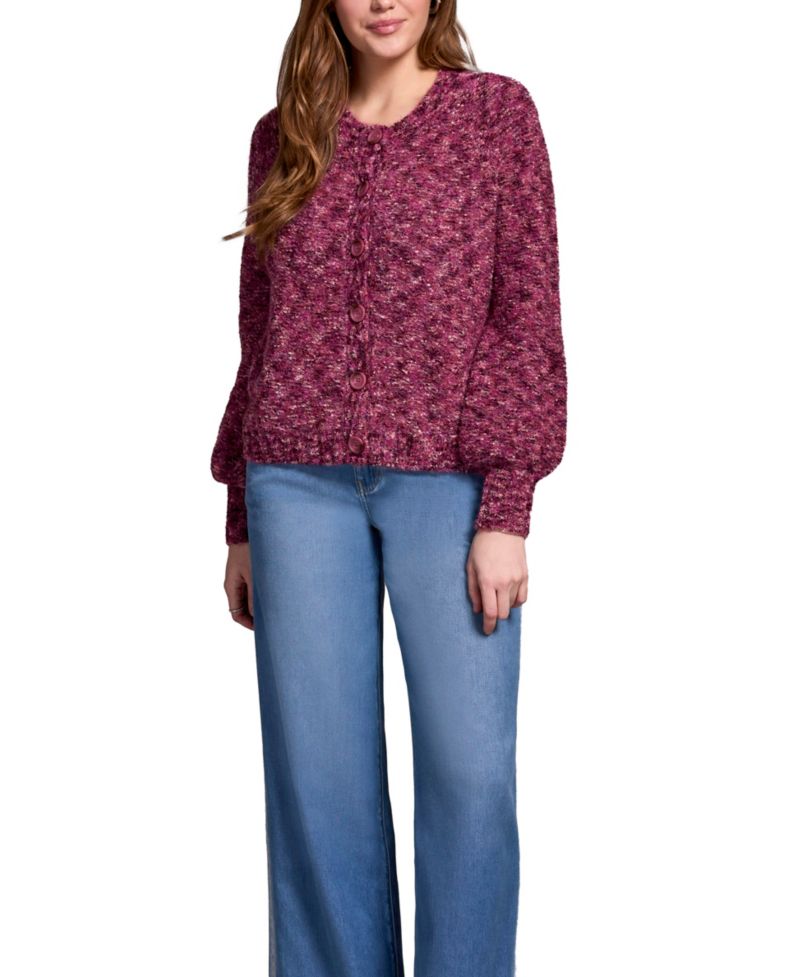 Women's Button-Front Crew Neck Cardigan Sweater