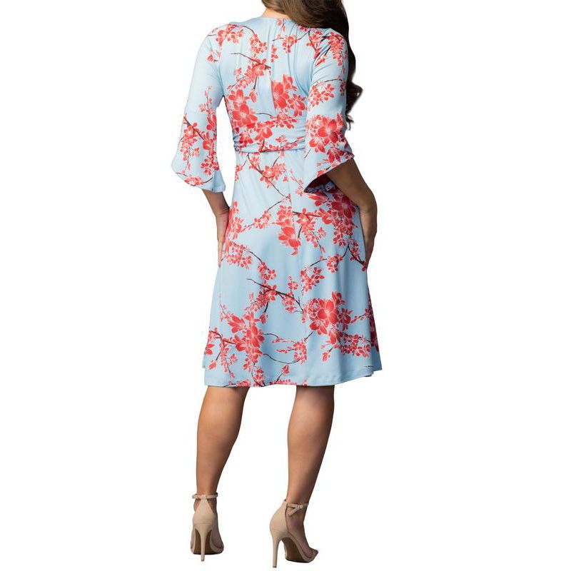 Women's Gemini Wrap Dress with Contrast Lined Sleeves