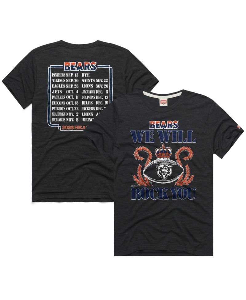 Men's and Women's Charcoal Chicago Bears 2026 NFL Schedule Queen Tri-Blend T-Shirt