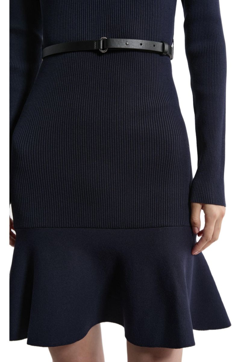 Women's Roll Neck Belted Flippy Hem Mini Dress