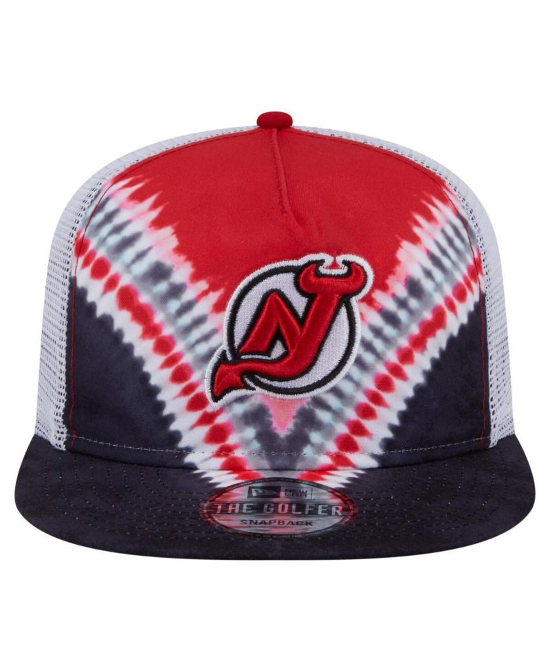 Men's Black/Red New Jersey Devils Throwback V-Dye Adjustable Golfer Hat