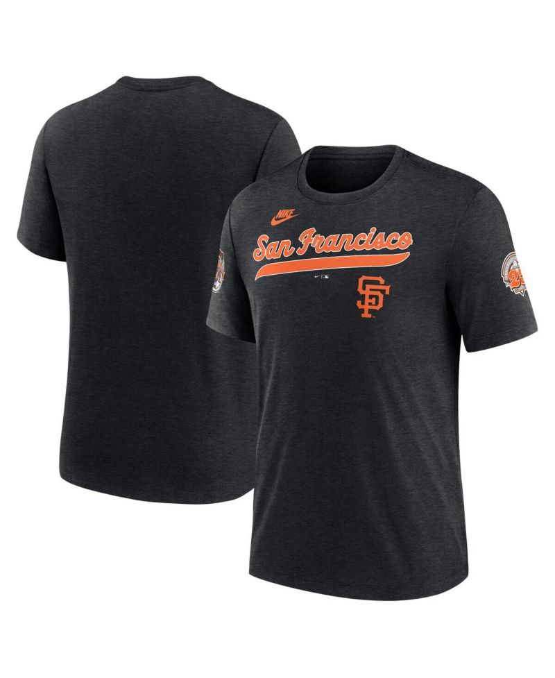 Men's Heather Black San Francisco Giants Cooperstown Collection Eras Tri-Blend T-Shirt