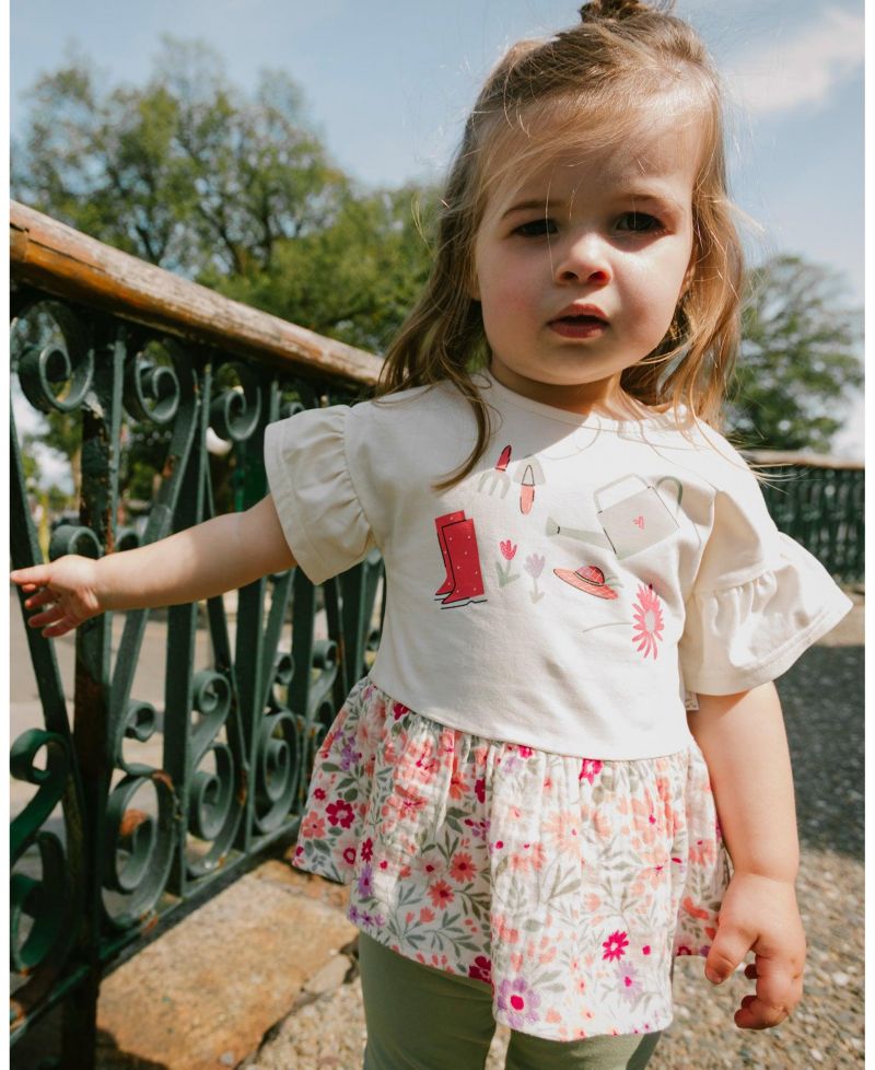 Little Girls Cotton Bi-Material Tunic