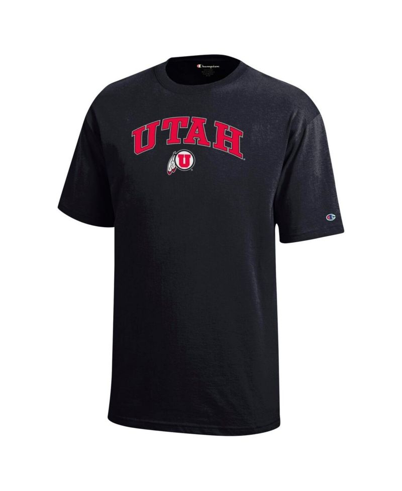 Big Boys and Girls Black Utah Utes Arch Over Logo T-Shirt