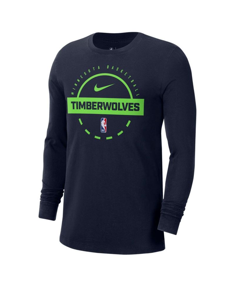 Men's Navy Minnesota Timberwolves Authentic Long Sleeve Practice T-Shirt