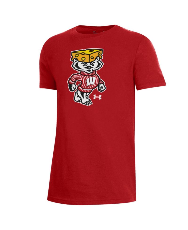 Big Boys and Girls Red Wisconsin Badgers 2026 Lambeau Field Collection Bucky Cheesehead Performance T-Shirt