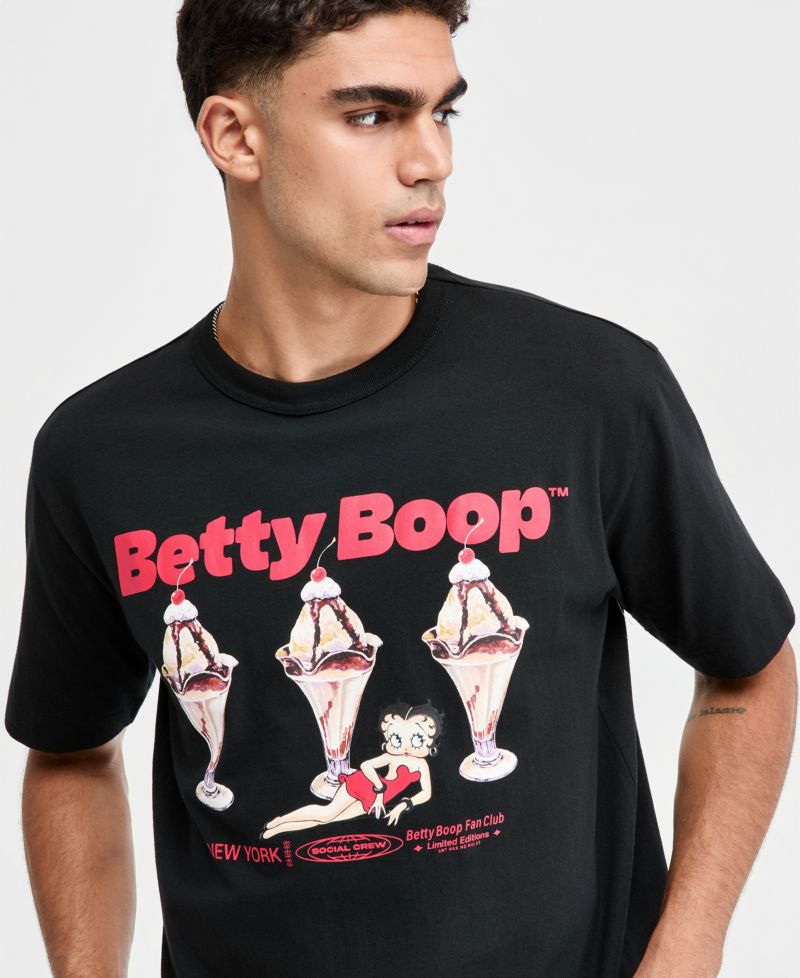 Men's Relaxed-Fit Betty Boop Ice Cream Graphic T-Shirt, Macy's Exclusive
