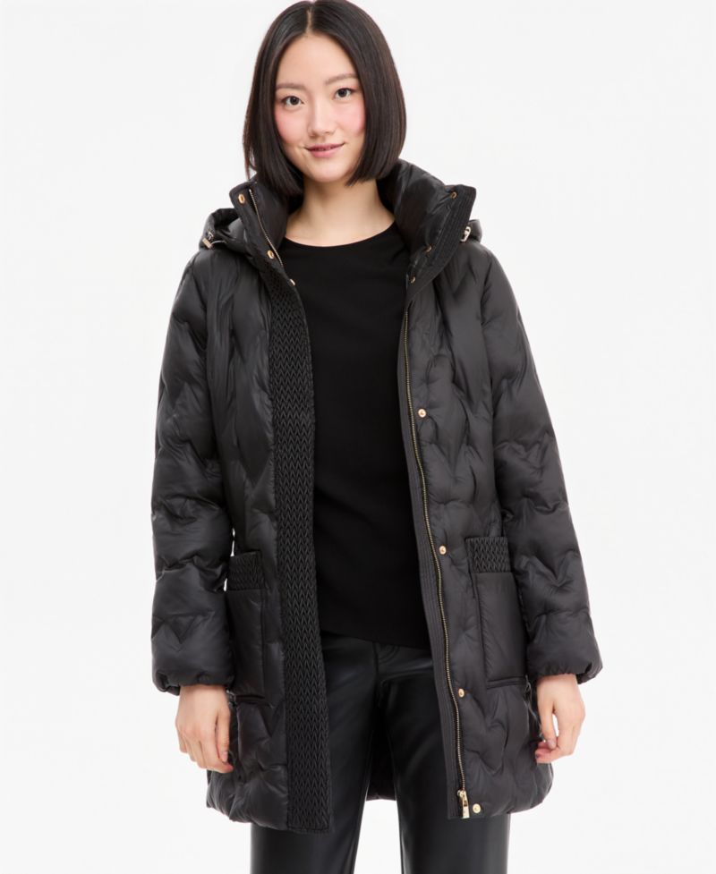 Women's Hooded Quilted Belted Puffer Coat