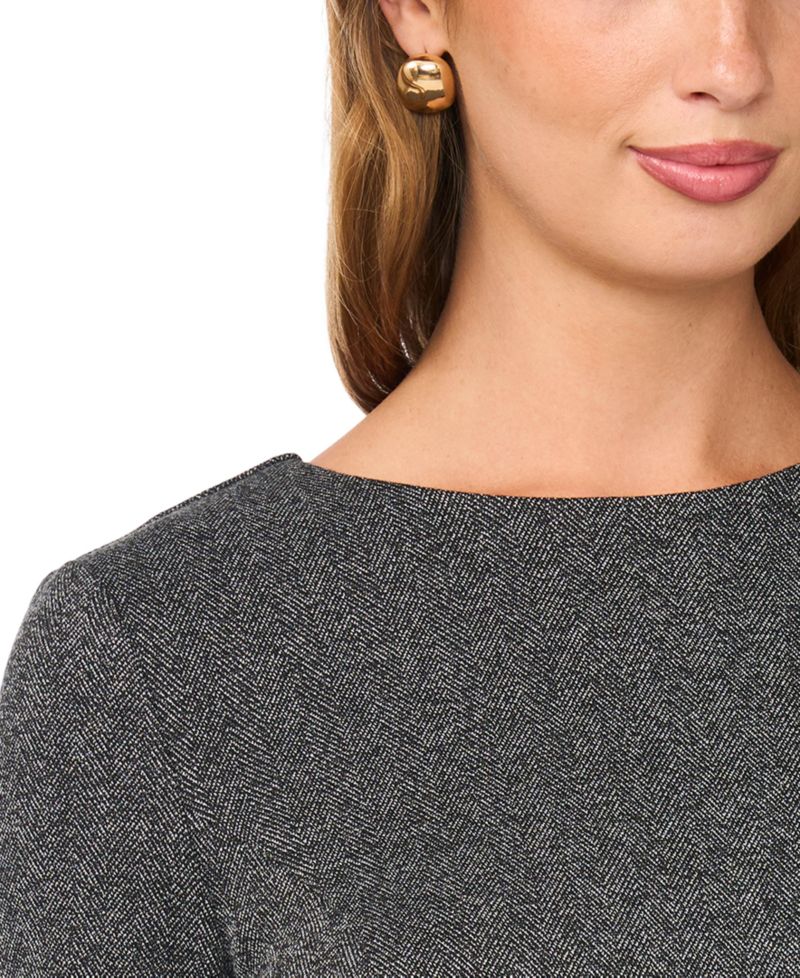 Women's Belted 3/4-Sleeve Crewneck Top