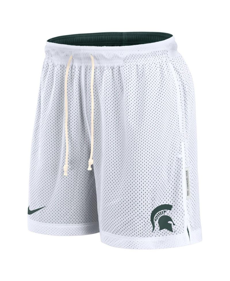 Men's White/Green Michigan State Spartans Primetime Reversible Performance Shorts