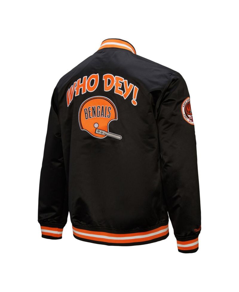 Men's Black Cincinnati Bengals Double Down Satin Full-Snap Jacket