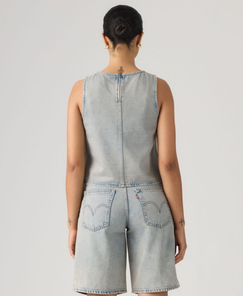 Women's Fitted Cropped Denim Tank