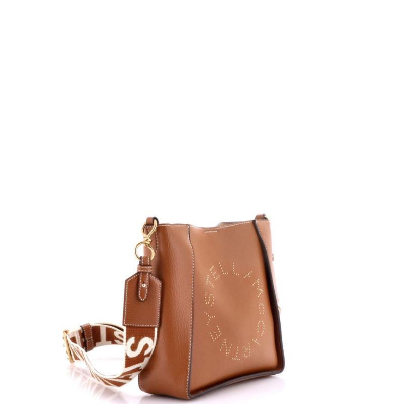 Mini Logo Crossbody Bag Perforated Faux Leather