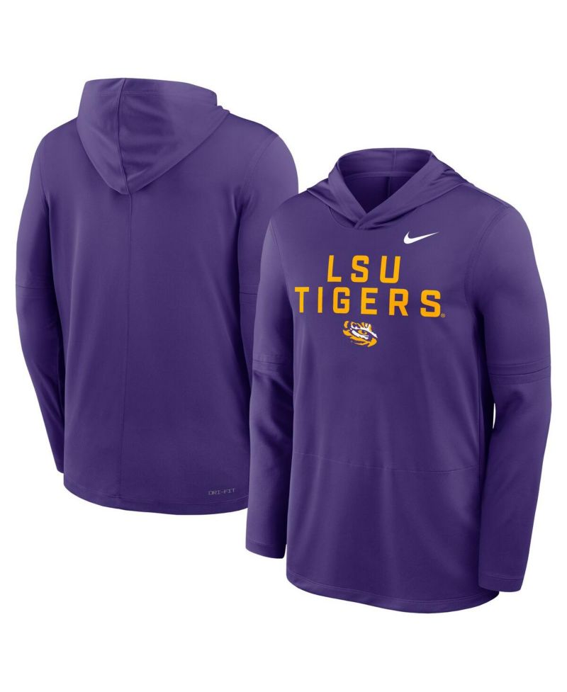 Men's Purple LSU Tigers 2025 Sideline Performance Long Sleeve Hoodie T-Shirt